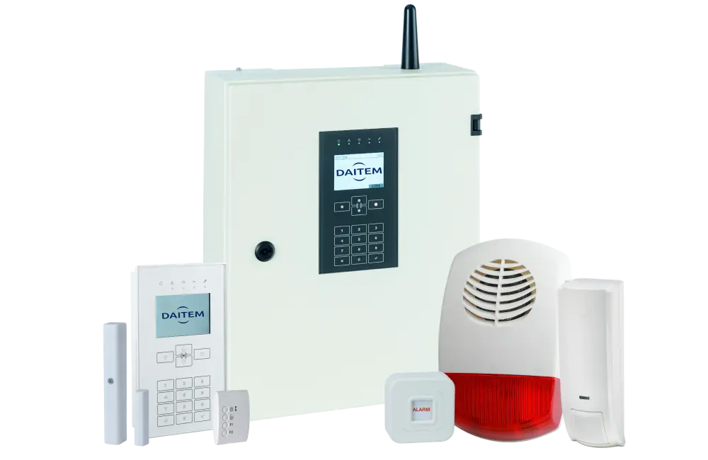 Das <strong>Hybrid-Alarmsystem DAITEM D34</strong>. Ihr Alarmsystem zum Einbruchschutz in Kiel und Umgebung.